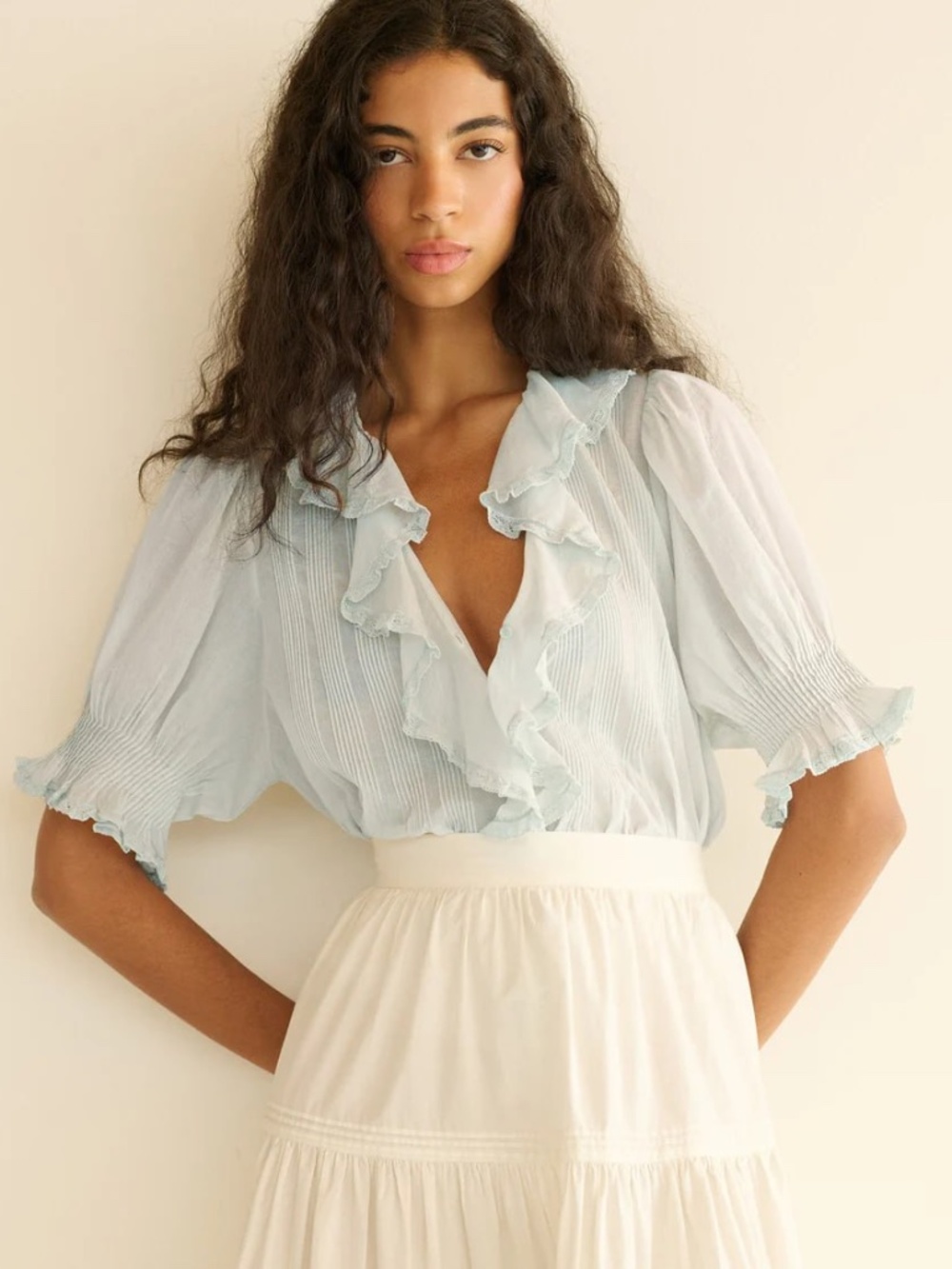 Doen NWOT Henri Top Alice Blue M
